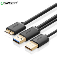 UGREEN 10382 USB 3.0 to Micro B Cable with USB Charge Lead ( 1m ) for Canon , Nikon , Fujifilm