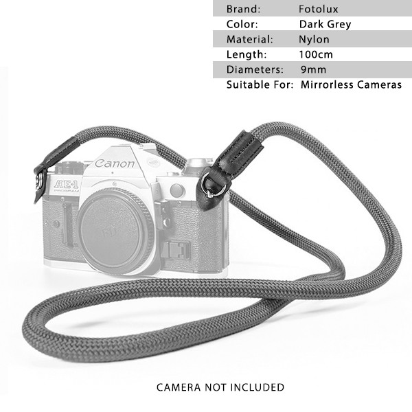 Fotolux Climbing Rope Camera Strap for Mirrorless Cameras (Dark Grey