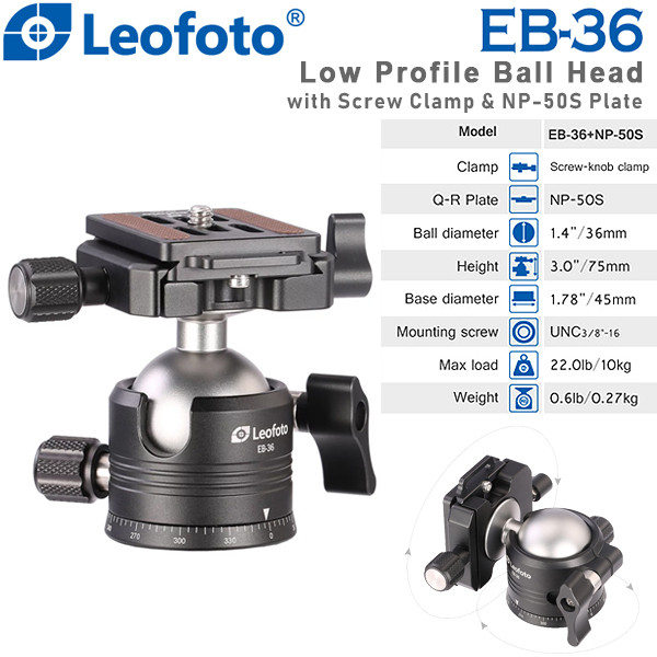 Leofoto EB-36 NP-50S Pano Ball Head with Plate US Dealer 