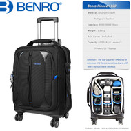 Benro Pioneer 1500 Camera Trolley Case (400 x 300 x 570 mm , Up to 15" Laptop, 360° Rotation Wheels)