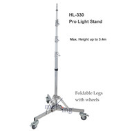 Fotolux Light Stand 3.4m Foldable professional with Wheels HL-330