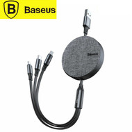 Baseus CAMLT-BYG1 Fabric 3-in-1 Flexible USB to Lightning / Micro /Type-C Retractable Cable (1.2m)