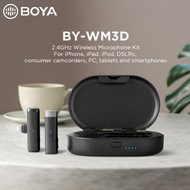 BOYA BY-WM3D 3-in-1 2.4GHz Wireless Microphone System with Lightning/ TRS /TRRS Plugs