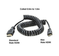 Fotolux  Mini Male HDMI to Type A Male HDMI Cable ( Coiled ) HD 4K