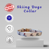 Eco-Friendly Dog Collar - Recycled Polyester with Gold Hardware | Adjustable Ski-Themed Pet Leash