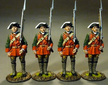 4 Line Infantry At Attention Set #2 - The Raid on St. Francis 1759