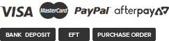Bank Deposit, Visa/Mastercard, Paypal, Afterpay