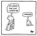 At Least the Cat Loves Me!   Personalised 'Off the Leash' print by Rupert Fawcett