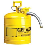 JUSTRITE 5 GAL YELLOW (DIESEL) TYPE II SAFETY CAN WITH FLEX METAL HOSE - 7250230 