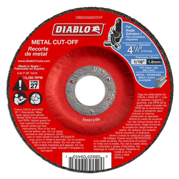 DBD045063701F DIABLO 4‑1/2" Metal Cut Off Disc ‑ Type 27  Riverview