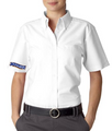 Cinnabon Ladies Short Sleeve White Oxford Shirt with Logo