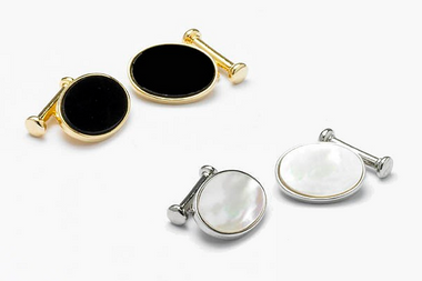 Stylish oval cufflinks available in Black Onyx or Mother of Pearl