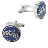 Blue bicycle cufflinks