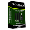 NICMAXX classic mild menthol flavor rechargeable electronic cigarette kit with battery, charger, and two cartridges. 