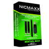 NICMAXX “ Menthol MAXX” Rechargeable Electronic Cigarette Unit. Contains two Menthol *PG cartridges, 1 Solid State Battery and 1 USB charger

The "Menthol Max" is a full flavor premium rechargeable electronic cigarette with the look, feel, flavor and nicotine delivery of a traditional bold, non-filtered, full flavored, Menthol Cigarette, but without the tobacco smoke. Instead it emits a flavorful but odorless vapor. It provides everything you like about smoking without the things you don't. No tobacco smoke or cigarette smell.