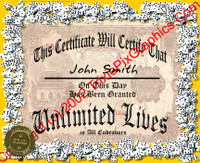 Certificate of Unlimited Lives