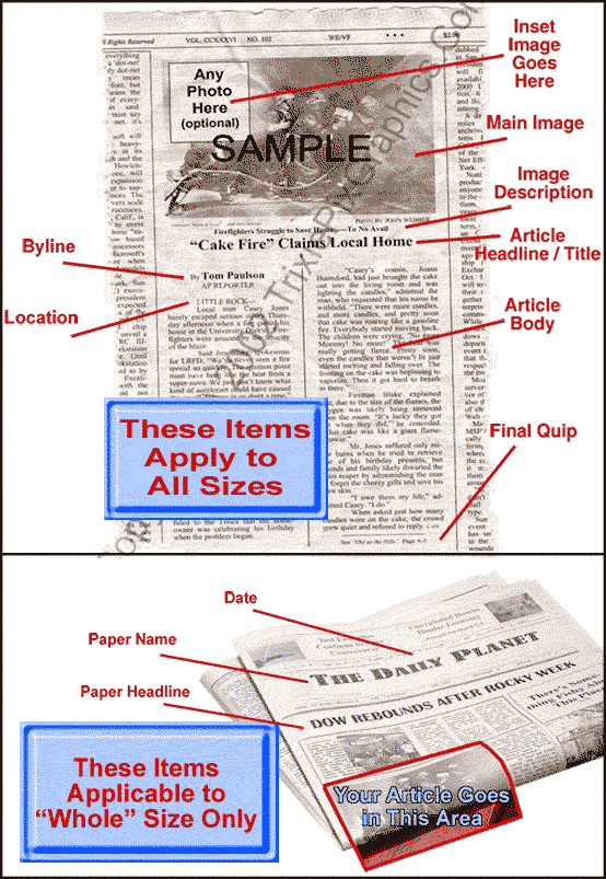 Personalized Small Size Newspaper