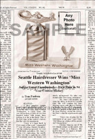 Fake Joke Newspaper Article SEATTLE HAIRDRESSER WINS 'MISS WESTERN WASHINGTON'