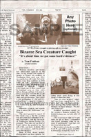 Fake Joke Newspaper Article BIZARRE SEA CREATURE CAUGHT
