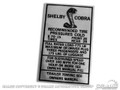 Shelby Tire Pressure High Speed Decal