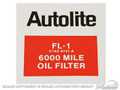Autolite Fl-1 Oil Filter Decal