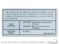 Gt 390 4v Auto/manual Transmission Emission Decal