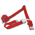 64-73 Mustang Retractable 3 Point Seat Belt, Bright Red - Drake