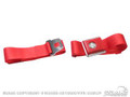 64-73 Mustang Push Button Seat Belt, Bright Red