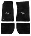 65-73 Mustang Carpeted Floor Mats with Pony Emblem, Coupe/Fastback, Black