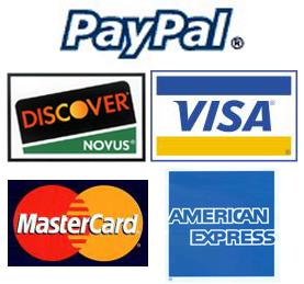We accept paypal and major credit cards