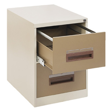 2 Drawer Steel Filing Cabinet With Hanging Rail & Central Locking in Ivory Karoo