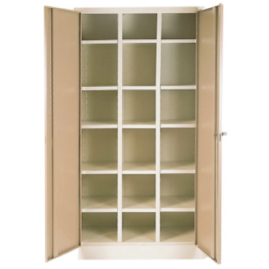 18 Compartment Steel Pigeon Hole Filing Cabinet in Ivory Karoo