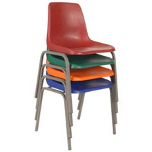 VIRGIN PLASTIC Polyshell Chairs with Stackable Steel Frame