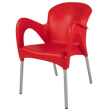 RED - The SMART-103 Heavy Duty Stackable Plastic Chair with Anodised Aluminium Legs