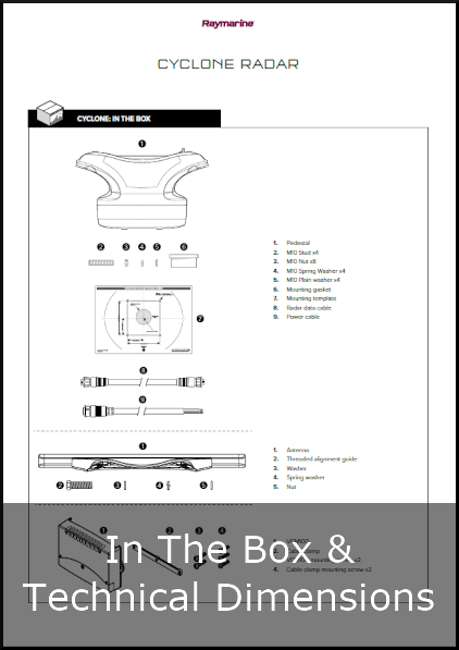 raymarine cyclone box contents and dimensions