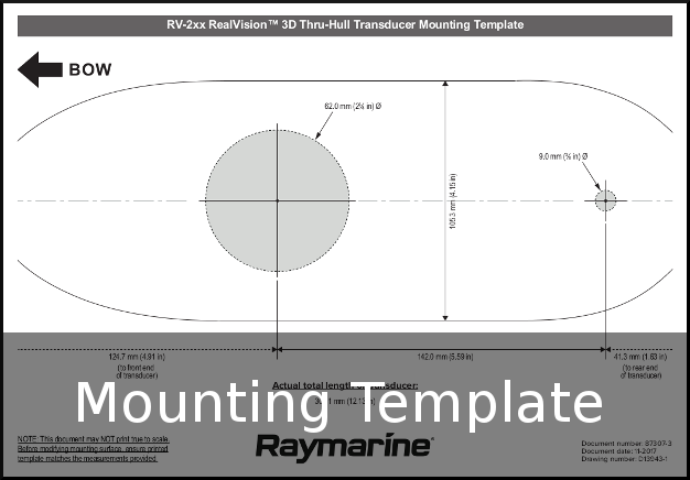 raymarine rv-2xx-3xx t-hull mounting template
