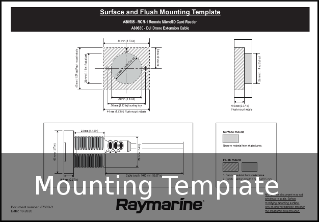 raymarine rcr-1 and dji socket mounting template