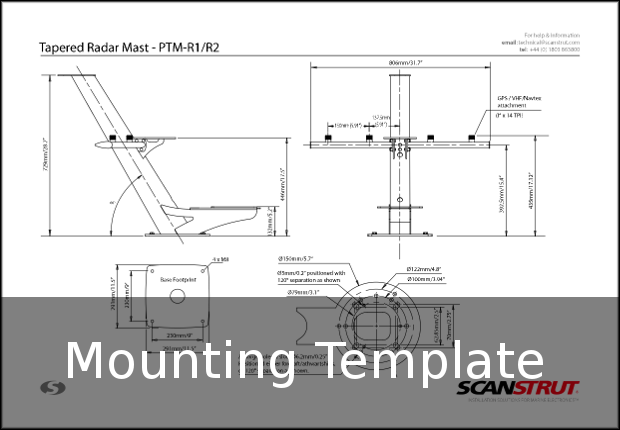 scanstrut ptm-r1-1-2 mounting template