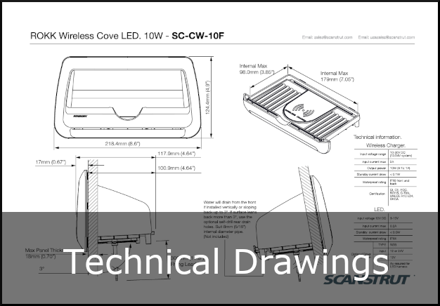 scanstrut sc-cw-10f cove led charger technical drawing