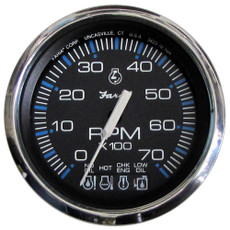 Faria Chesapeake Black SS 4" Tachometer w\/Systemcheck Indicator - 7,000 RPM (Gas - Johnson \/ Evinrude Outboard) [33750]