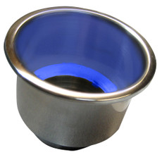 Whitecap Flush Mount Cup Holder w\/Blue LED Light - Stainless Steel [S-3511BC]