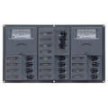 BEP AC Circuit Breaker Panel w\/Analog Meters, 12SP 2DP AC230V Stainless Steel Horizonal [900-AC3-AM]