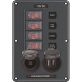 Blue Sea 4321 Circuit Breaker Switch Panel 4 Position - Gray w\/12V Socket  Dual USB [4321]