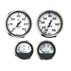 Faria Spun Silver Box Set of 4 Gauges f\/Outboard Engines - Speedometer, Tach, Voltmeter  Fuel Level [KTF0182]