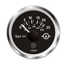VDO Marine 2-1\/16" (52mm) ViewLine Transmission Oil Pressure 25 Bar\/350 PSI - 8-32V - Black Dial  Chrome Triangular Bezel [A2C59514137]