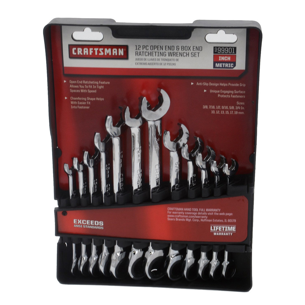 CRAFTSMAN 12-Piece Open End Box End Ratcheting Wrench Set