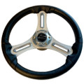 Schmitt Marine Torcello 14" Wheel - 03 Series - Polyurethane Wheel w\/Chrome Trim  Cap - Brushed Spokes - 3\/4" Tapered Shaft - Retail Packaging [PU033104-12R]