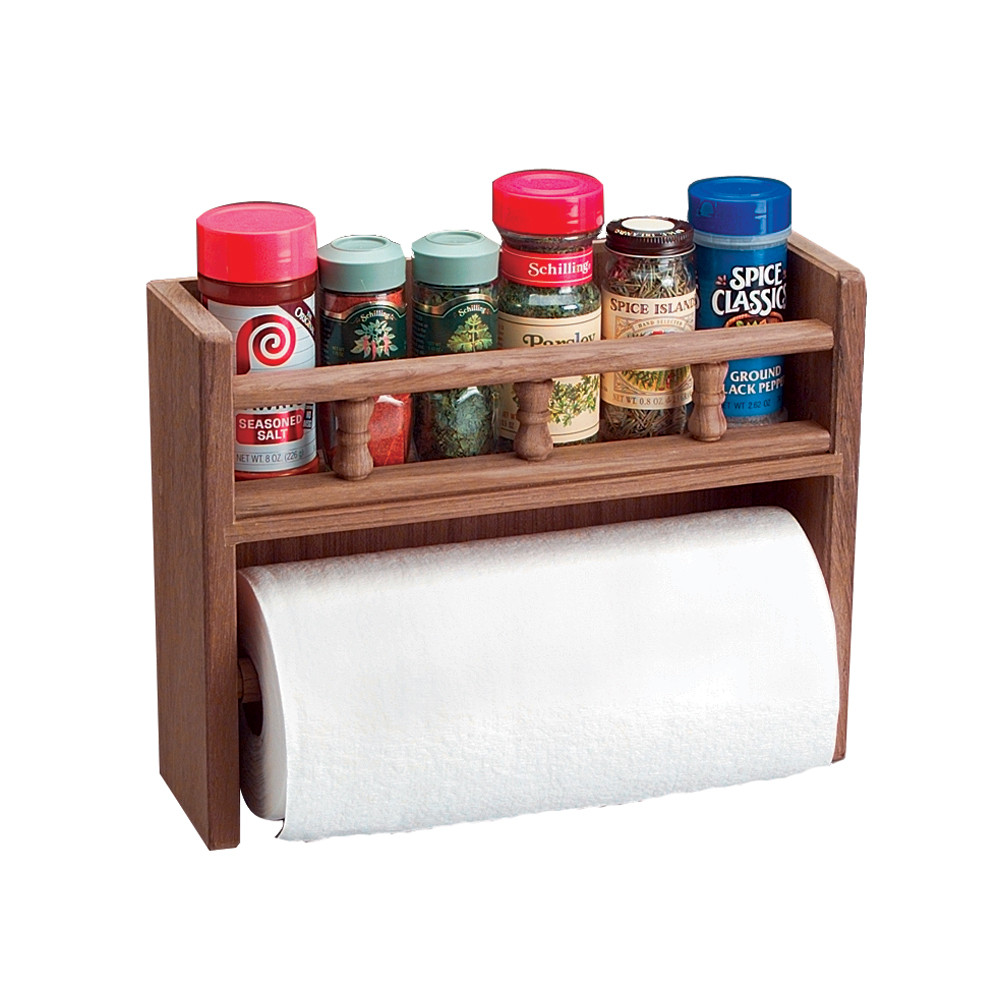 Whitecap Teak Paper Towel Holder w Spice Rack 62446