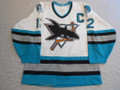 *San Jose Sharks 1993-94 White Bob Errey w/ "C" Great Wear Repairs Photomatched!!