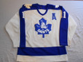 St. Catharines Saints 1985-86 White Wes Jarvis w/"A" & 50th Patch Nice Wear Repairs!!